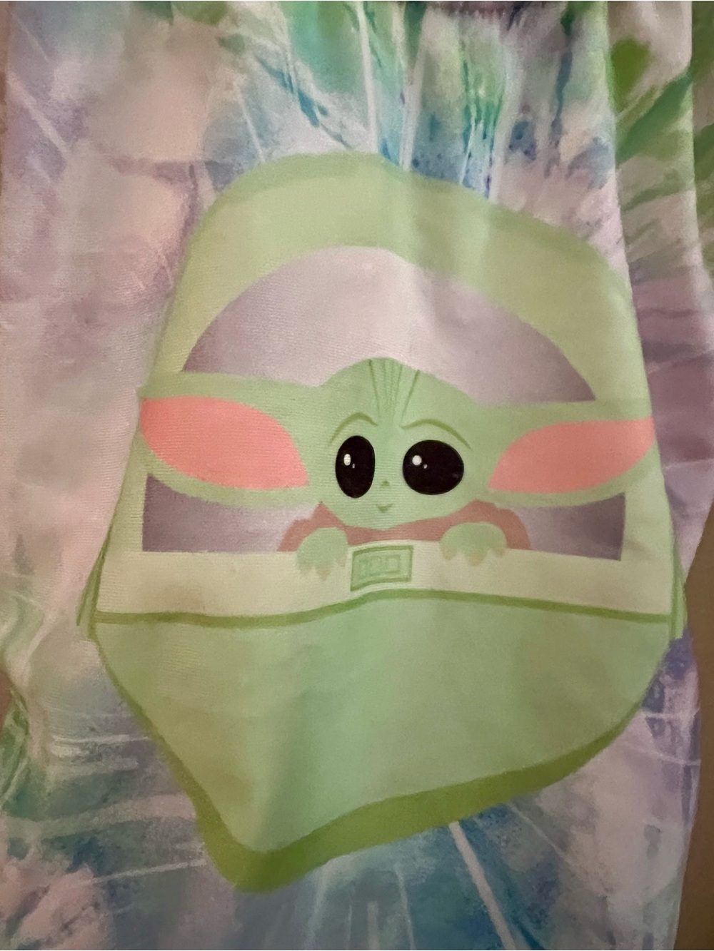 Disney Kids One Piece Swimsuit Pastel Tie-Dye with Green Baby Yoda - Picture 2 of 13